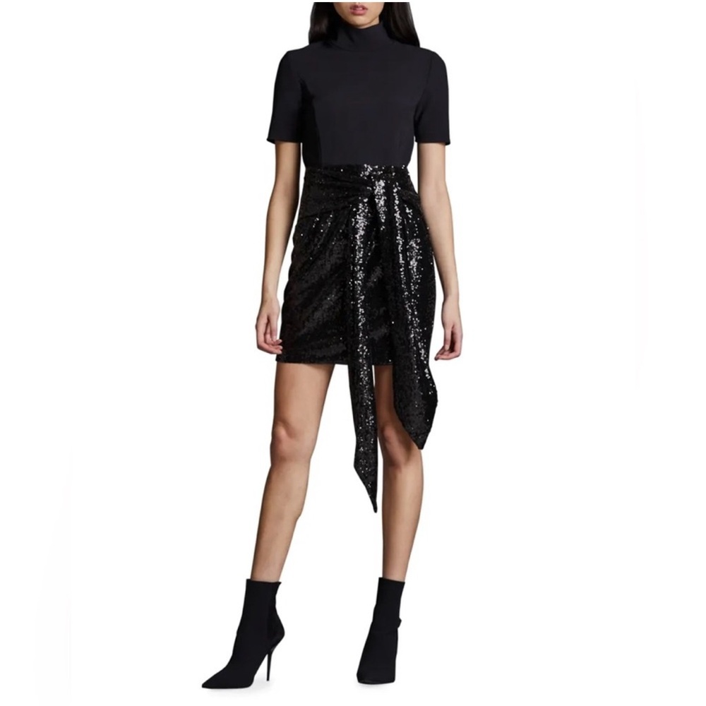 Chic Black Asymmetrical Sequin Skirt